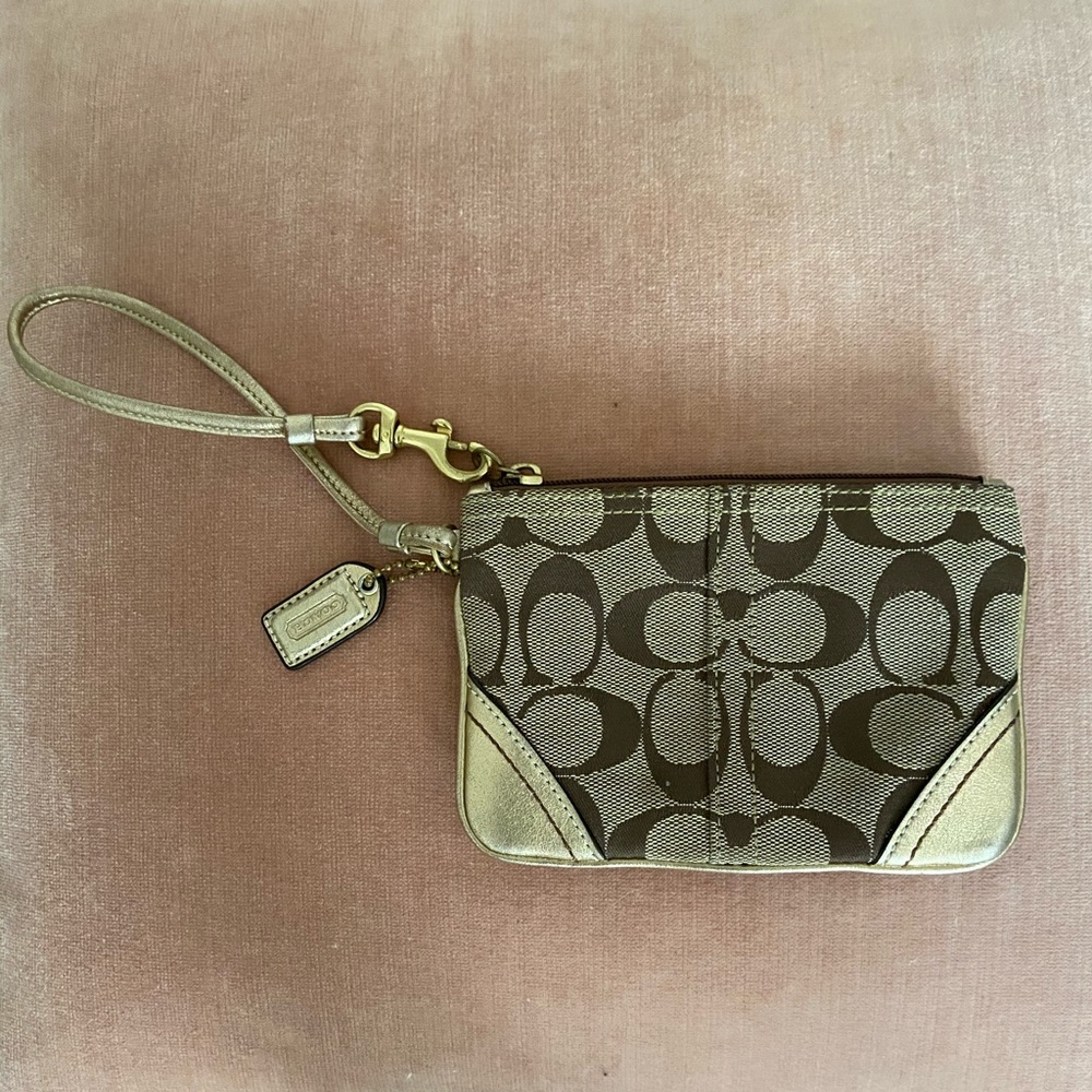 Coach Wristlet with gold accents